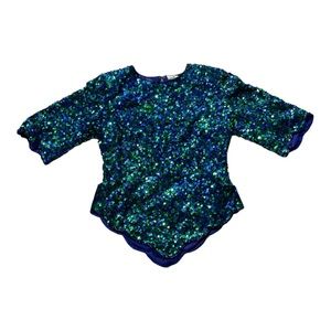 Vintage Praise Hymn Fashions Sequin‎ Blouse XS Top Women's X-Small Silk